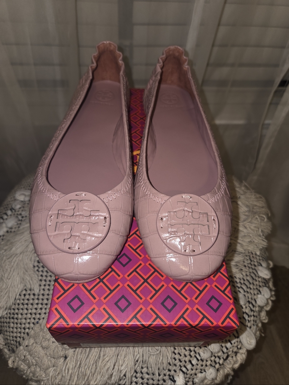 Tory Burch Rosa Leather Logo Ballet Flats